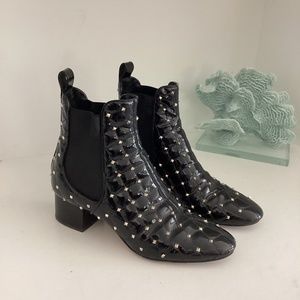 Valentino Rockstud Accents Patent Leather Chelsea Ankle boots 37 7